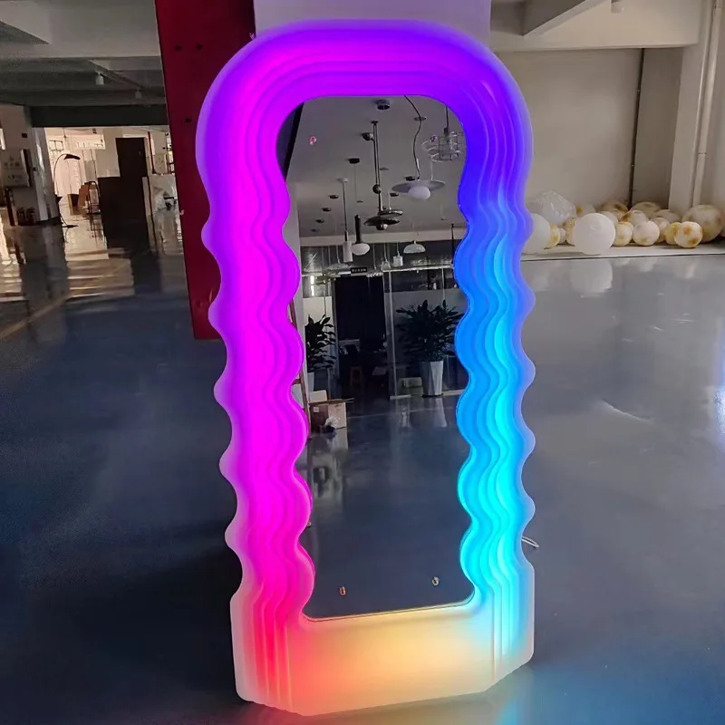 Neon Pink Luminous Ultrafragola Led Mirrors Full Length Floor Groovy
