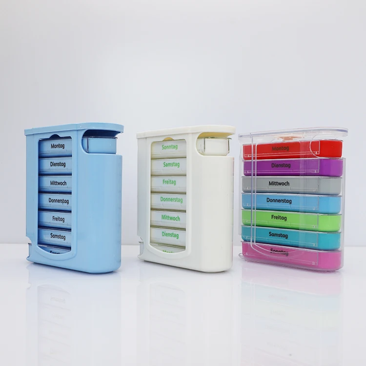 Прямоугольный пластиковый органайзер для таблеток с защитой от царапин домашний Еженедельный переносные отделения синими витаминами ежемесячная коробка