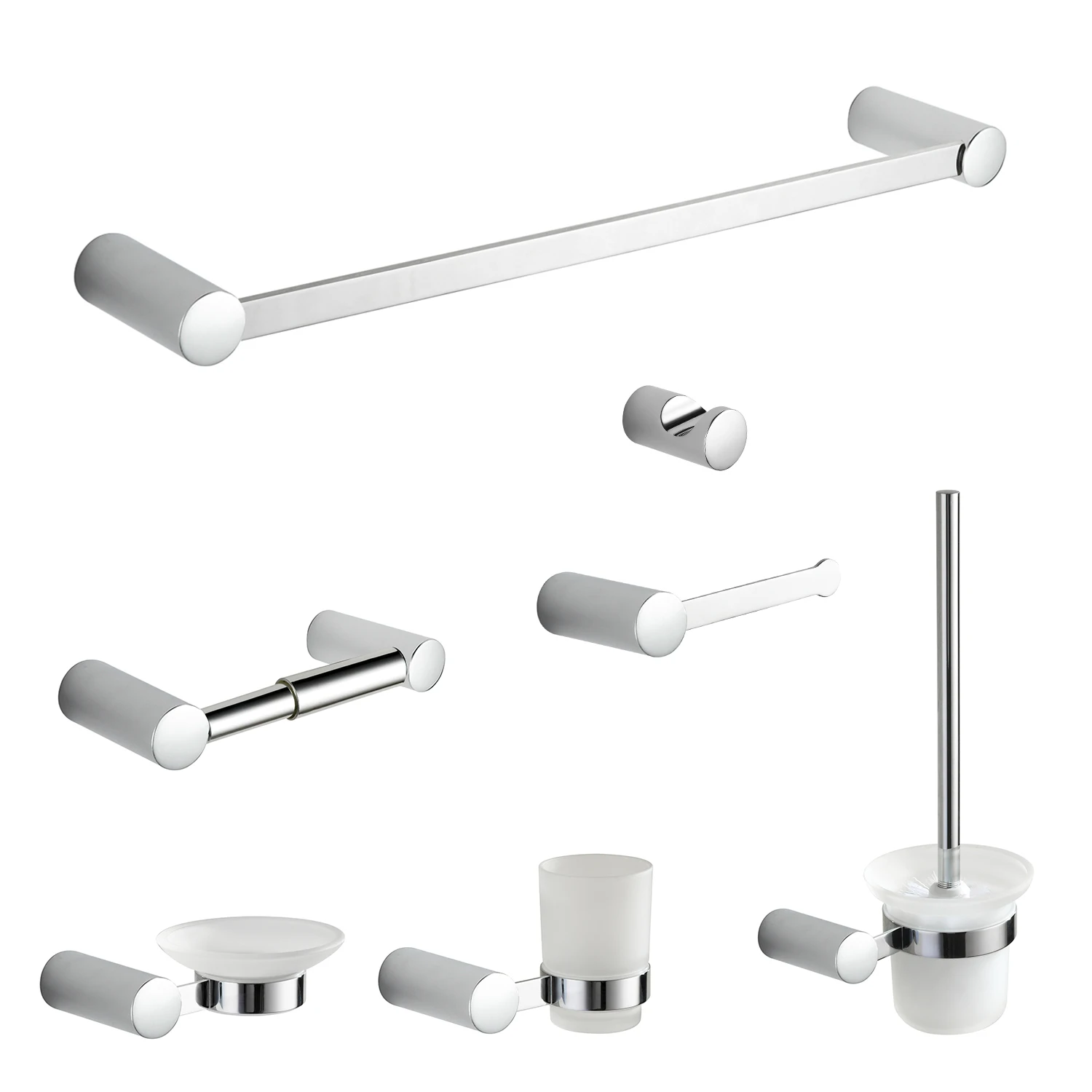 Lot De 4 Accessoires De Salle De Bain Modona 6200-A – Chromé, Avec Barre à Serviette 24 Pouces, Neuf