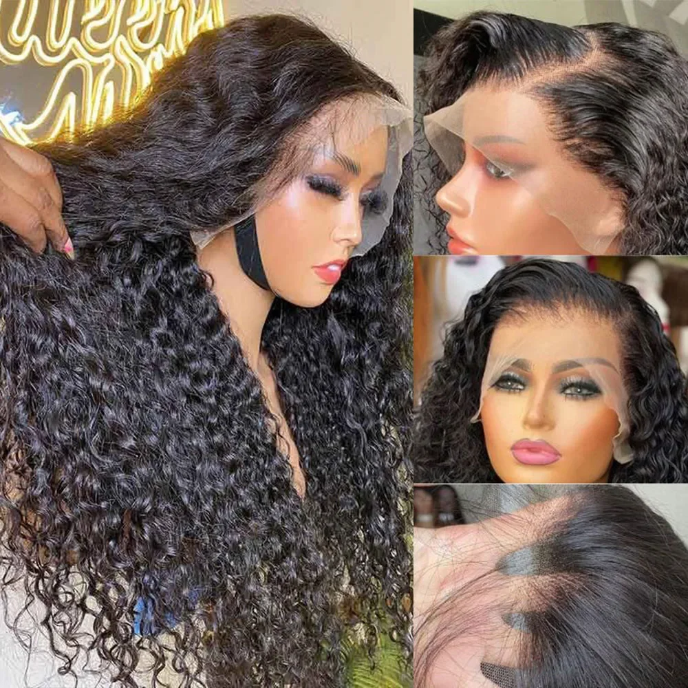 13x4 13x6 Deep Wave HD Lace Frontal Curly Human Hair Wigs Mulheres Sem Cola Pré-Plucked 30 40 Polegadas Water Wave Lace Front Wig_voghion.com
