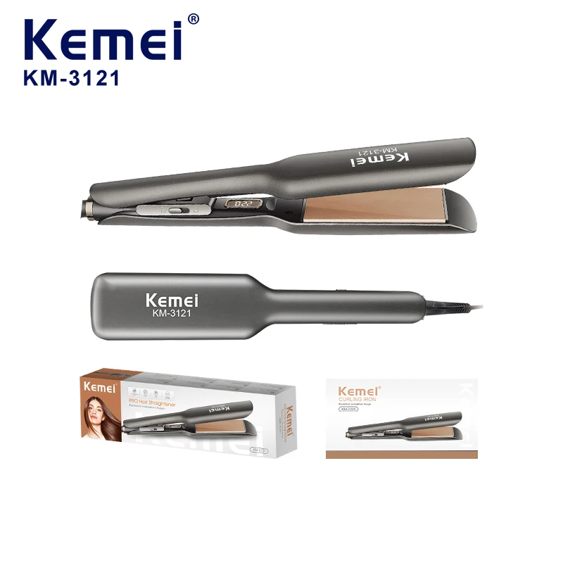 KEMEI KM-3121, lisseur pour cheveux de marque réputée, boîtier en plastique ABS, lame chauffante en céramique PTC à réglage de tension sur 5 niveaux, outil professionnel pour salon de coiffure