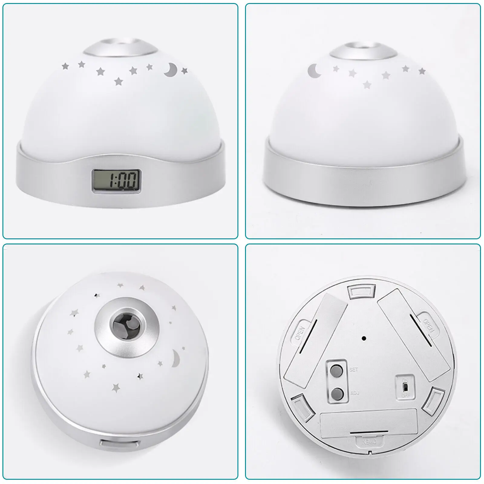 2023 Home Decoration Funny Kids Calendar Month Date Desktop Clock Time Led Display Moon Star Projection Desktop Alarm Clock