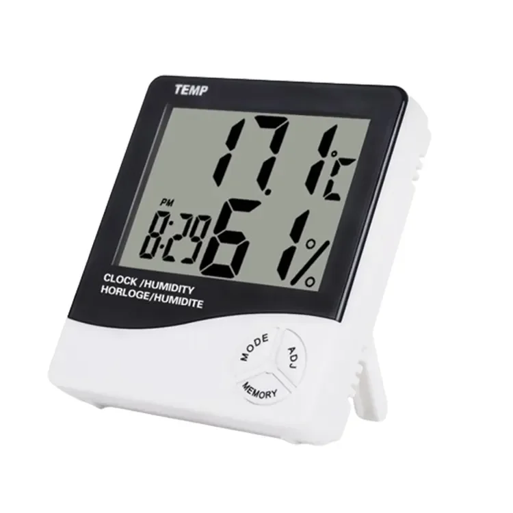 Home Indoor LCD Display Electronic Meter Digital Thermometer and Hygrometer Alarm Clock Show Time Temperauter and Humidity