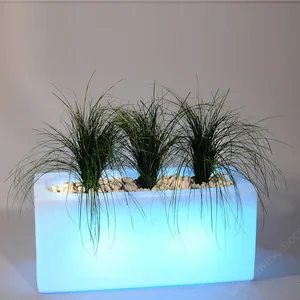 Modern 16-Color LED Illuminated Rectangle Flower Vase Pot Trays Lighted Vase for Planters and Garden Decor