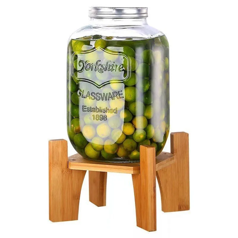 Aluminum-Lined Glass Beer Barrel with Faucet Cold Drink and Beverage Juice Container for Wine for Serving and Storage