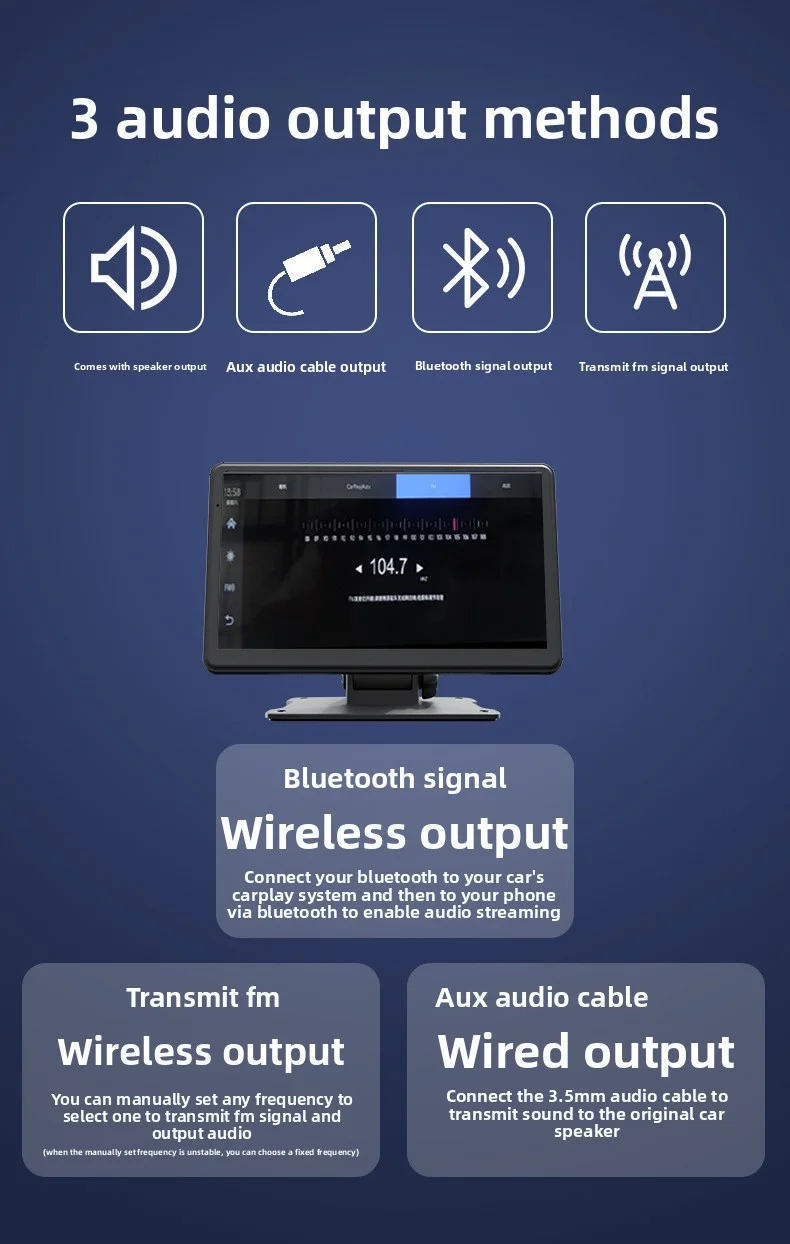 7-Inch Wireless CarPlay Adapter with Screen Mirroring MP5 Player Wired to Wireless CarPlay Navigator