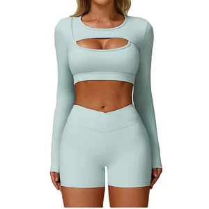 Custom High Quality Women's 2 Piece Sportswear Manufactur Quick Dry Fitness Clothes  Gym Invisible Butt Lift Yoga Wear Sets