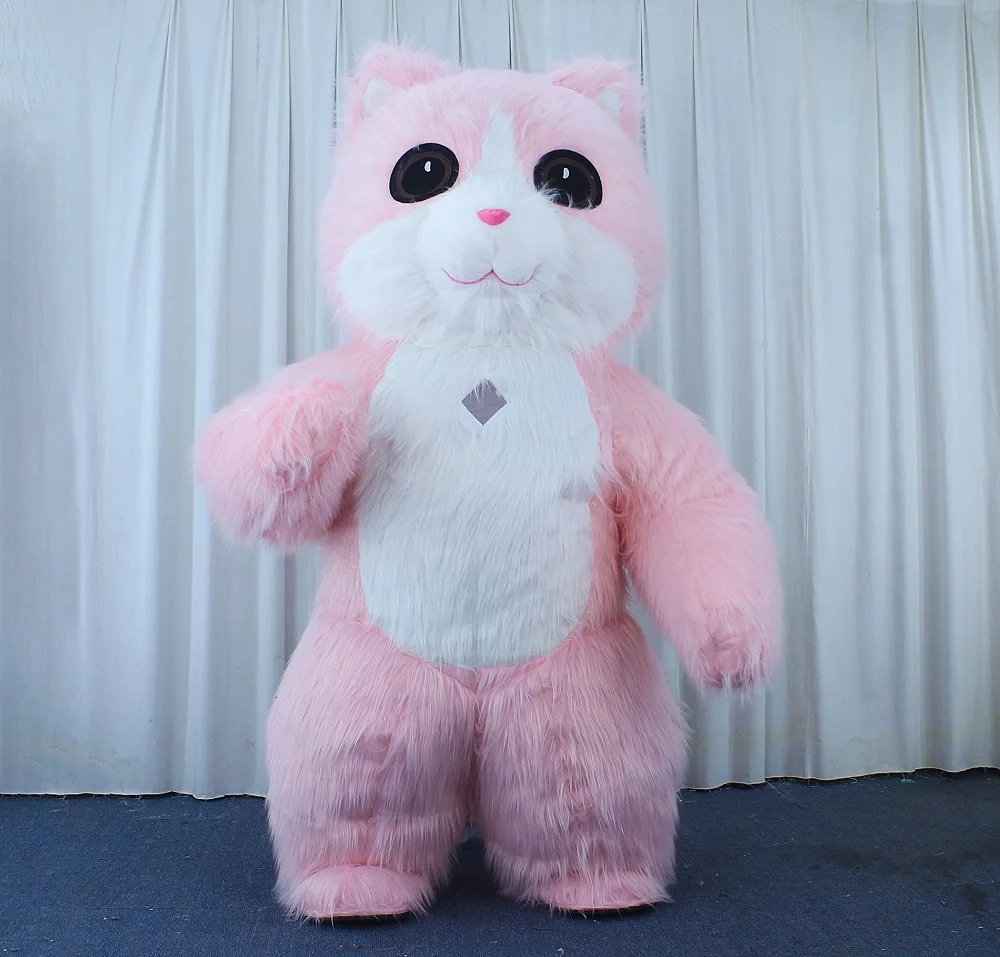 Custom Inflatable Giant Pink Cat Mascot Costume Adult Animal Cosplay Plush for Party Parade and Fancy Dress on Sale