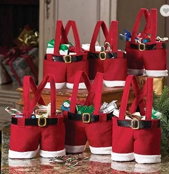 Decoraciones navideñas Bolsas de Regalo Navidad Bolsas de Dulces de Papá Noel Almacenamiento de árboles Relleno Pantalones a Rayas de Papá Noel Bolsas de Dulces Lindas Sacos Almacenamiento 