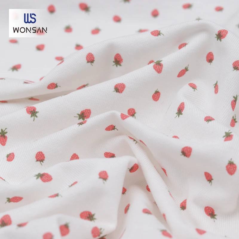 Cotton/Spandex Combed  printing baby underwear pajamas fabric A type cotton romper  Strawberry print pfabric