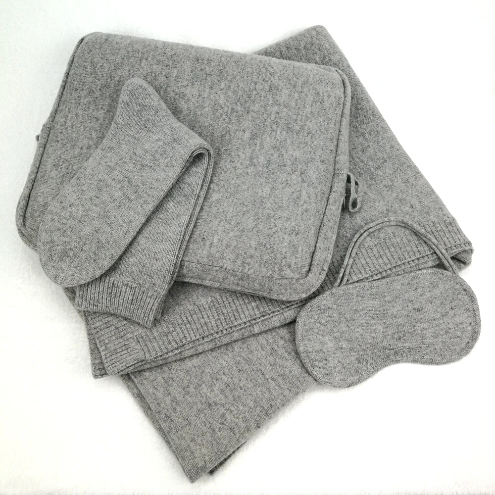 Wholesale Travel Pouch Bag Set Cashmere Travel Blanket Set From m
