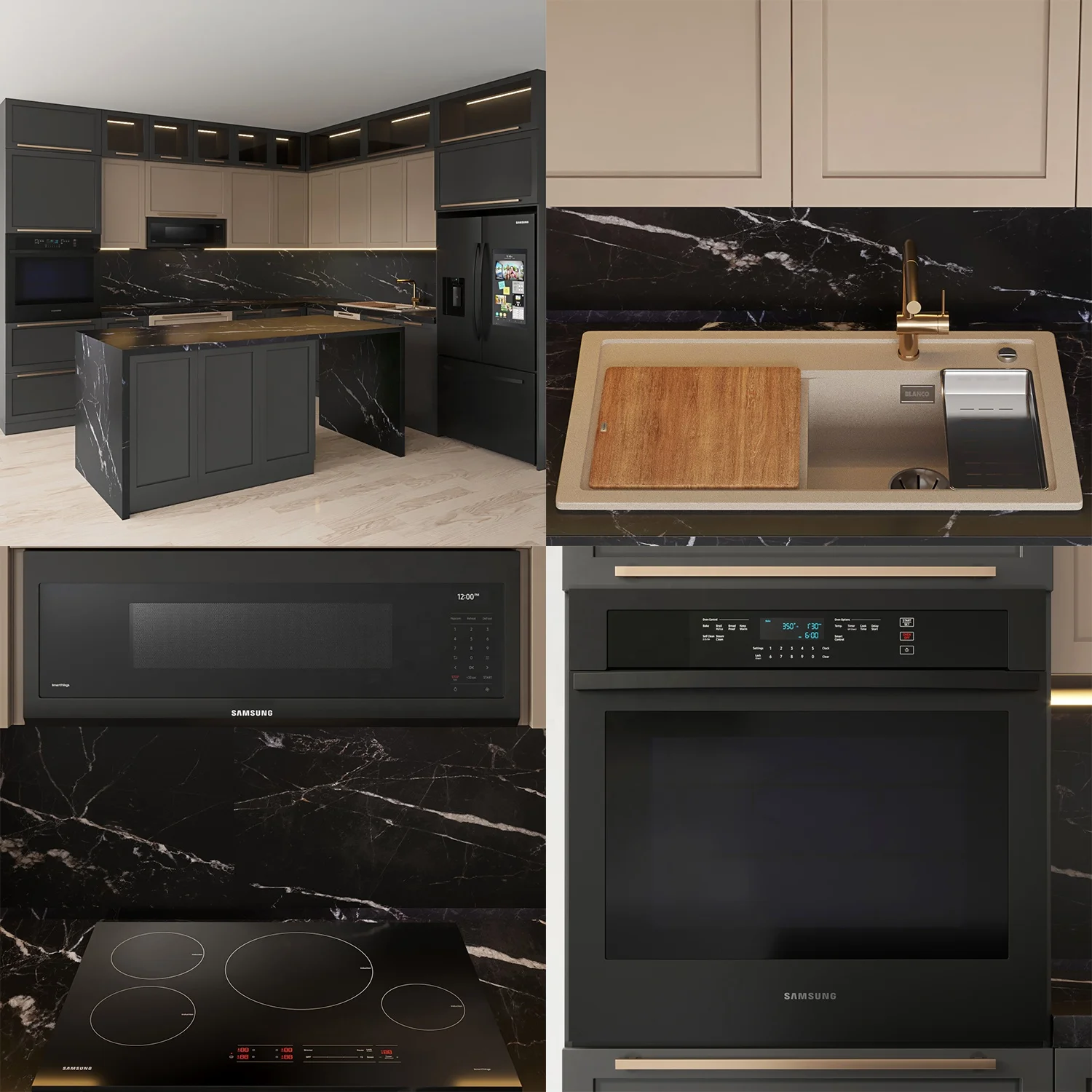 PINAI China Foshan Rta Cheap Solid Wood Luxury Doors Accessories Kitchen Cabinets