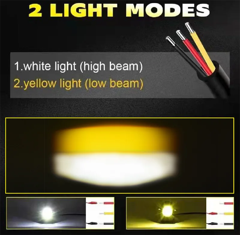 Senlo Original Motorcycle Mini Driving Light Headlight Universal Dual Color Auxiliary Spotlight Lamp Motor Fog Light Accessories