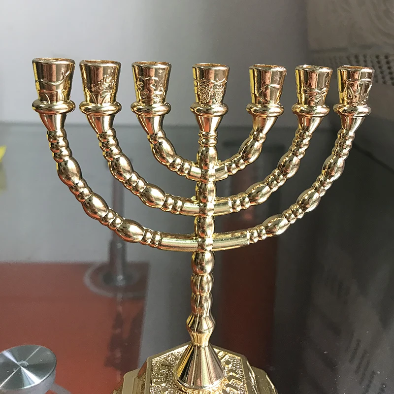 Jewish Menorah 12 Tribes Of Israel 7 Branches Candelabra Hanukkah Candlesticks Jerusalem Temple