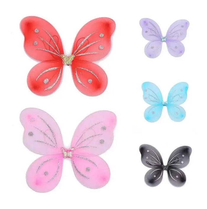 Girls Fairy Wings 6 Pack Princess Butterfly Costume Wings Set For Kids