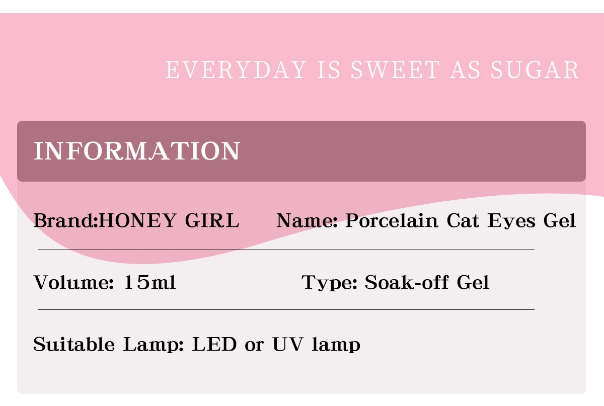 HONEYGIRL New Color Porcelain holographic magnetic Cat Eye Collection Gel Polish 15ml Magnetic Cat Eye Gel manufacture