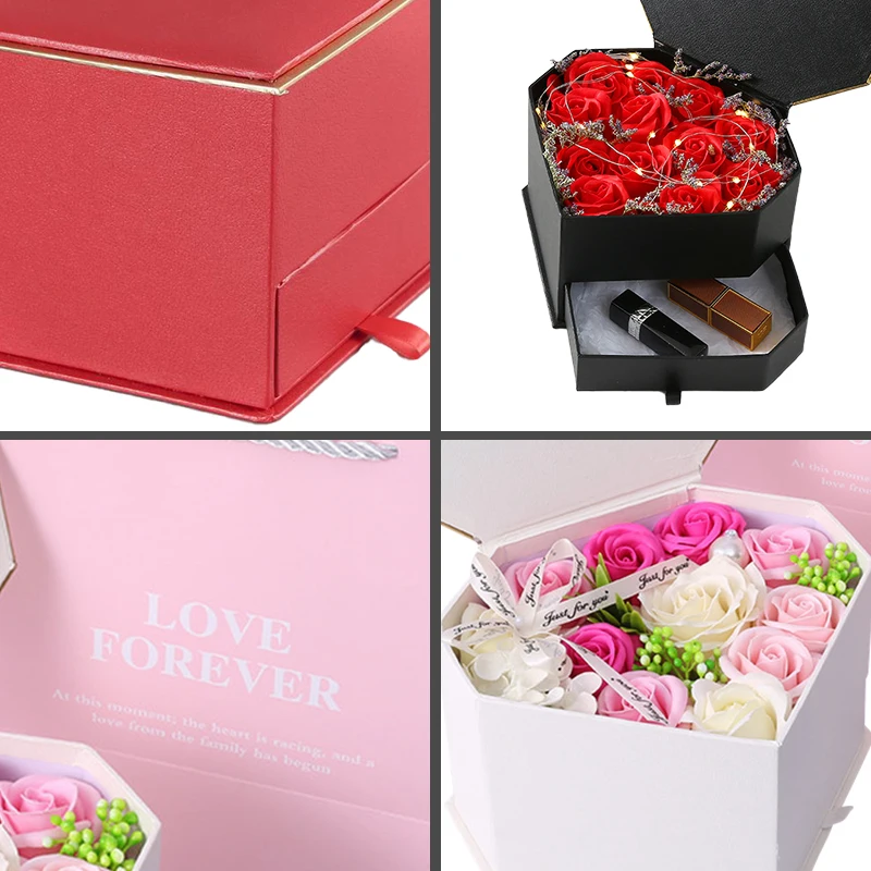 Wholesale Custom Luxury Cardboard Box Heptagonal Storage Case Lipstick Flower Packaging Gifts Box