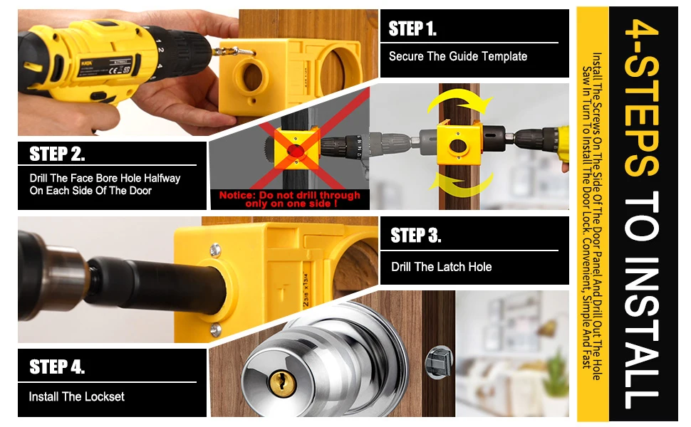 Carbon Steel Door Lock Hole Saw Drill Bit Door Locks Installation Kit