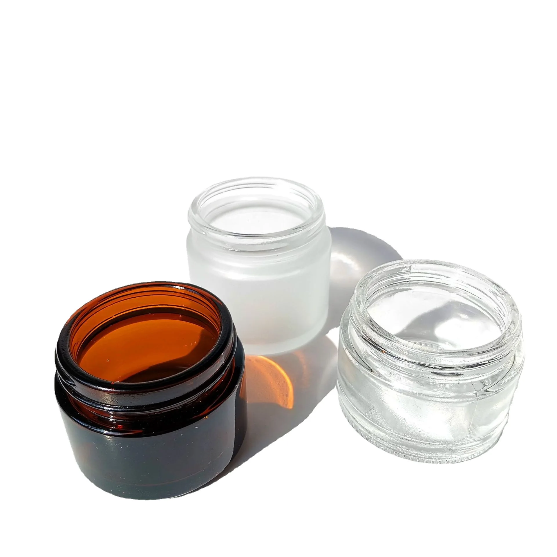 5g 10g 15g 20g 30g 50g 60g 100g Frosted Clear Amber Empty Face Cream Container Glass Cosmetic Jar details