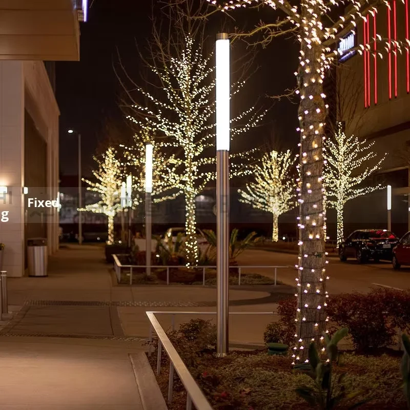 Direkt från fabrik, anpassade stolpar i rostfritt stål för cylindrisk LED-trädgårdslampa, 3 m, utomhus, IP65, parkbelysning för trädgårdar i bostadsområden