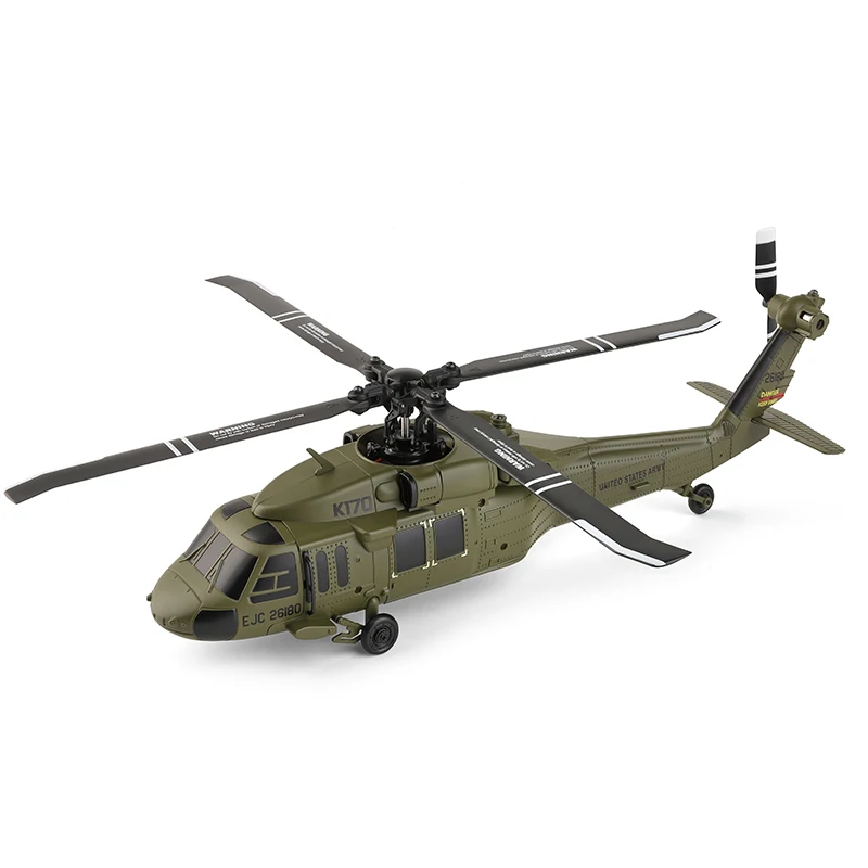HOSHI Wltoys K170 UH-60L 2.4G 4CH 6-Axis Gyro Brushless Motor Military Green RC Helicopter RTF XK K170 Toys