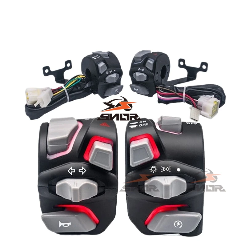 SNOR Universal Led Light Colorful Motorcycle Handle Switch Modified Handlebar Control Headlight Turn Signal Horn Switch