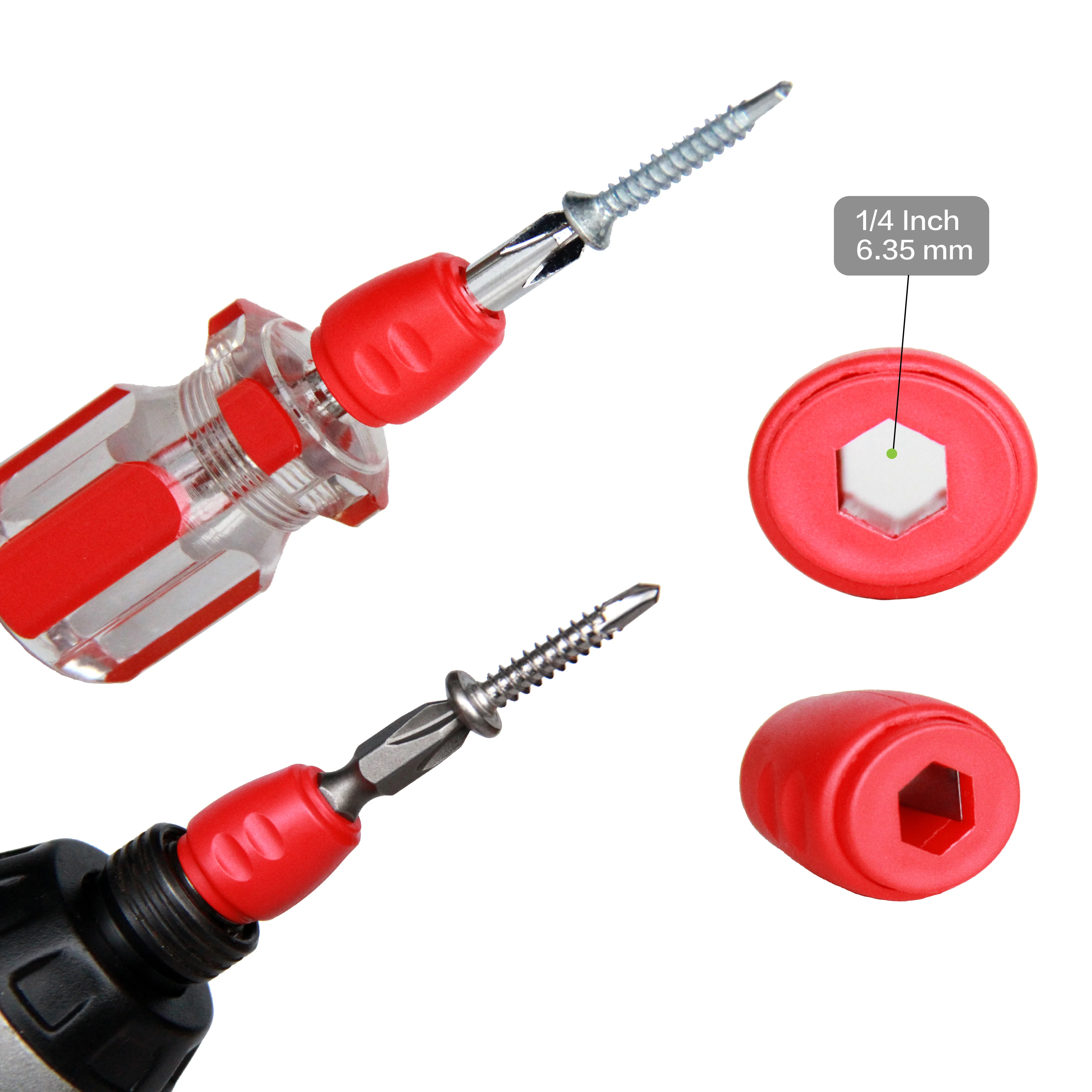 2026 Screwdriver Head Magnetic Ring – Strong Magnetizer For Drill Bits, Universal 1/4" Hex Shank Holder, Anti-Slip Removable Tool (Red, Multi-Pack)