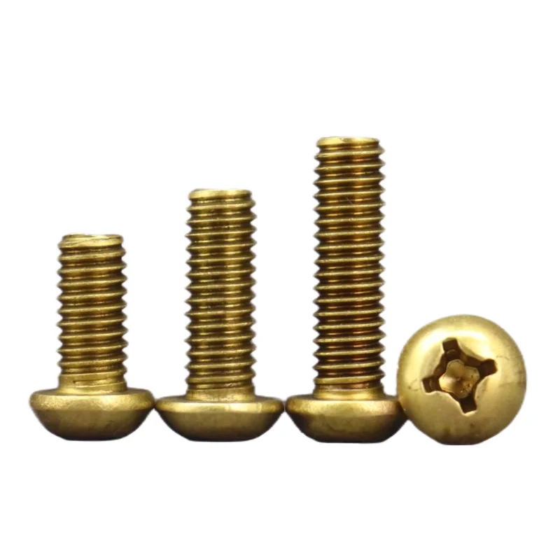 Complete List M2M3M4M5M6 Brass Head Cross Screw Copper Pan Head Flat Tail Bolt Machine Tooth Screw National Standards Metric