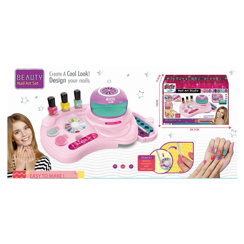 Fashion girl kids nail art set finta make up beauty toys cosmetics