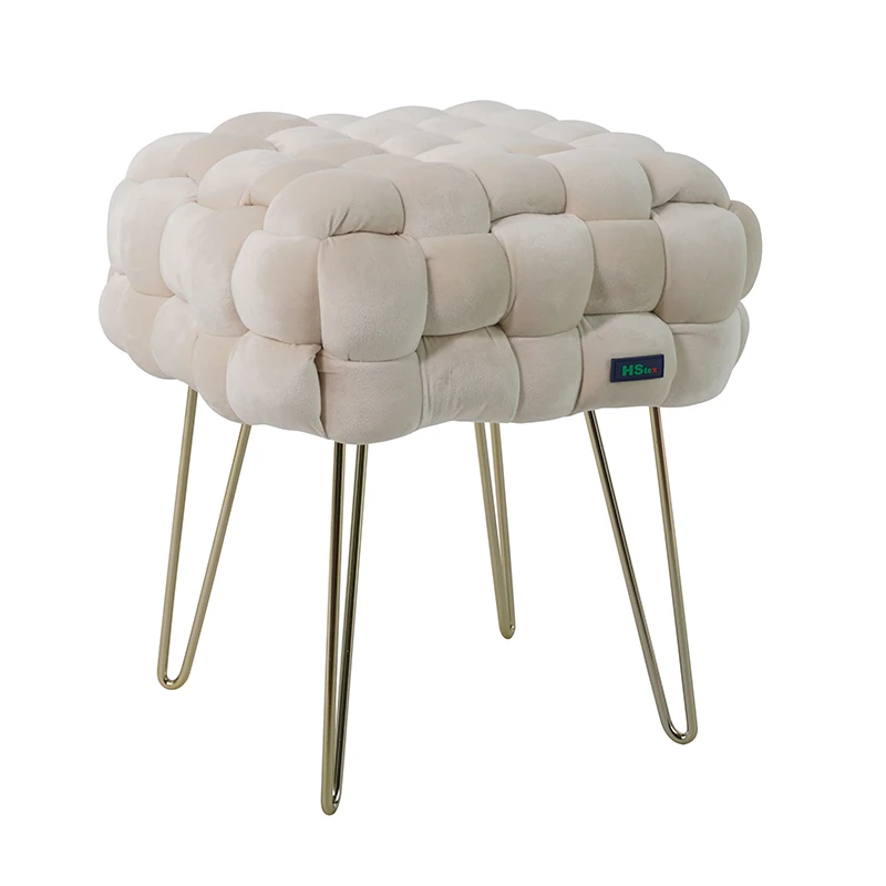 New Design Footstool Ottoman Stool With Gold Legs Footrest