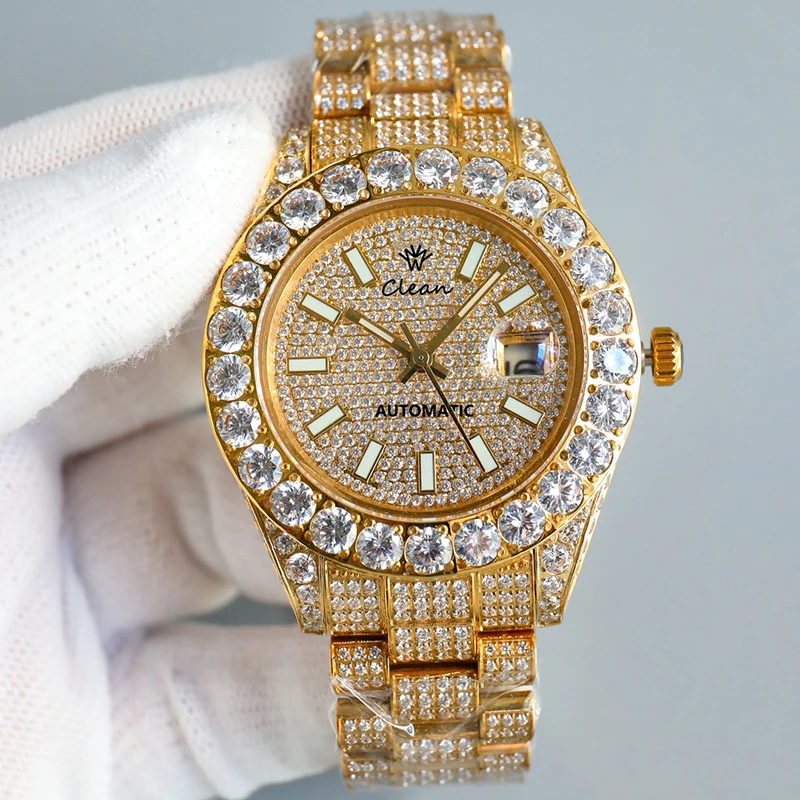 2024 Hot Selling Hip Hop 904l Stainless Steel Diamond Wrist Watch ...