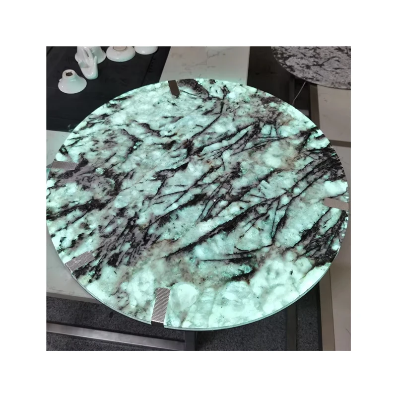 Intelligent Charging Coffee Table Top Snow Mountain Silver Natural Backlight Exotic Stone Dining Granite Marble Countertop