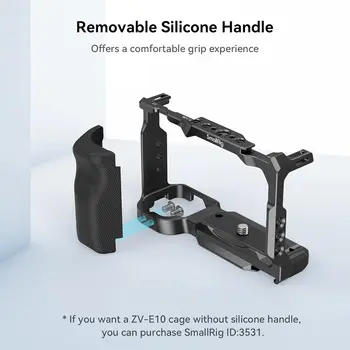 SMALLRIG ZV-E10 Cage with Silicone Handle and Built-in Threaded Holes, Cold Shoe and Quick Release Plate for Sony ZV-E10-3538B detail image