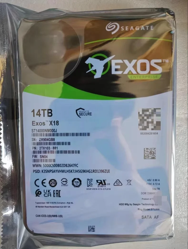 ST18000NM004J 18TB SAS 12Gb/s Enterprise HDD with 256MB Cache for Data Center Use