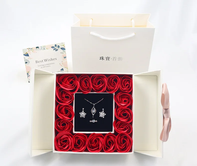 Lipstick Necklace 16 Preserved Eternal Rose Flower Box Rose Jewelry Box