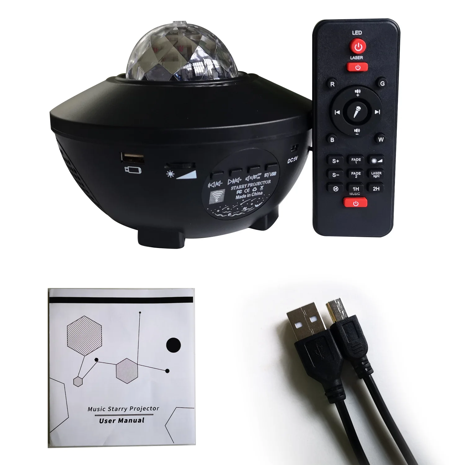 Smart Ocean Wave Projector Light LED Sky Starry Blueteeth Music Speaker Star Projector Night Light with Remote Control for Kids