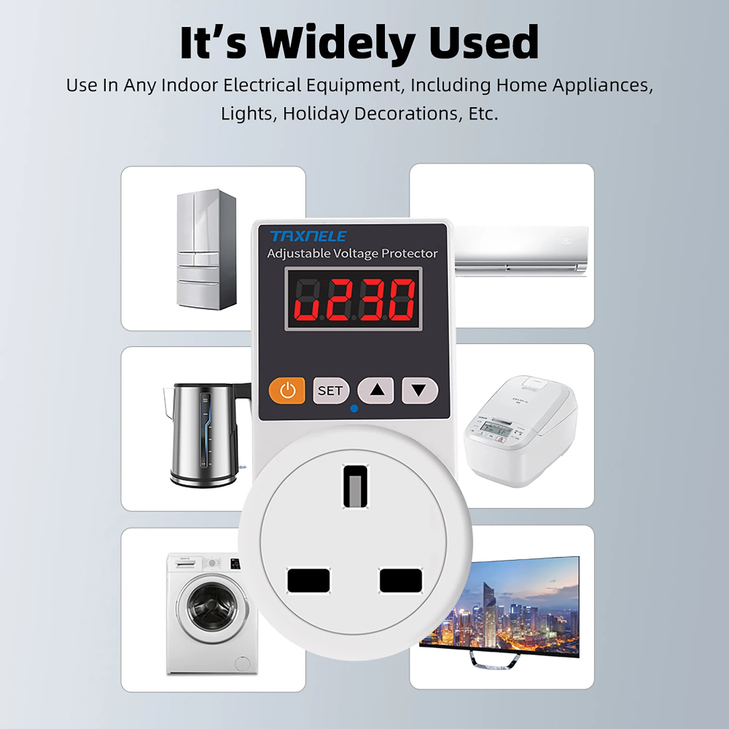 AC 220V Automatic Voltage Protector Socket Adjustable 16A Power Surge Protector UK Socket Voltage Safe Refrigerator Protect