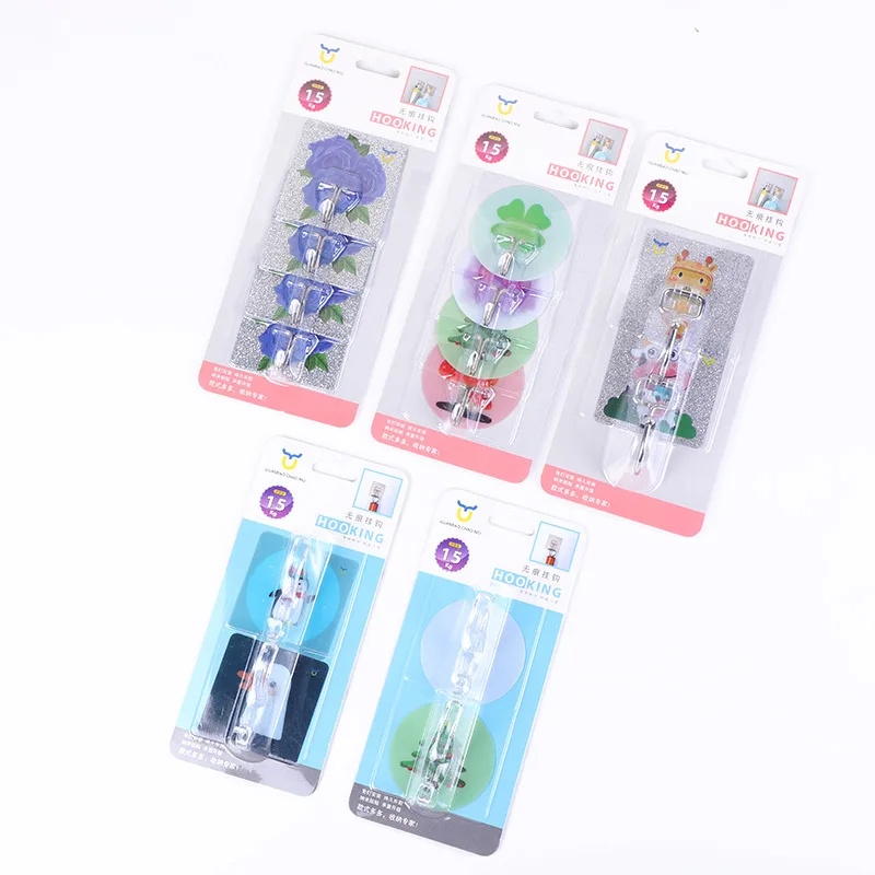 Manufacturer direct insert card crystal coat and hat novelty hooks 2 a card loaded traceless strong paste novelty hooks supplier