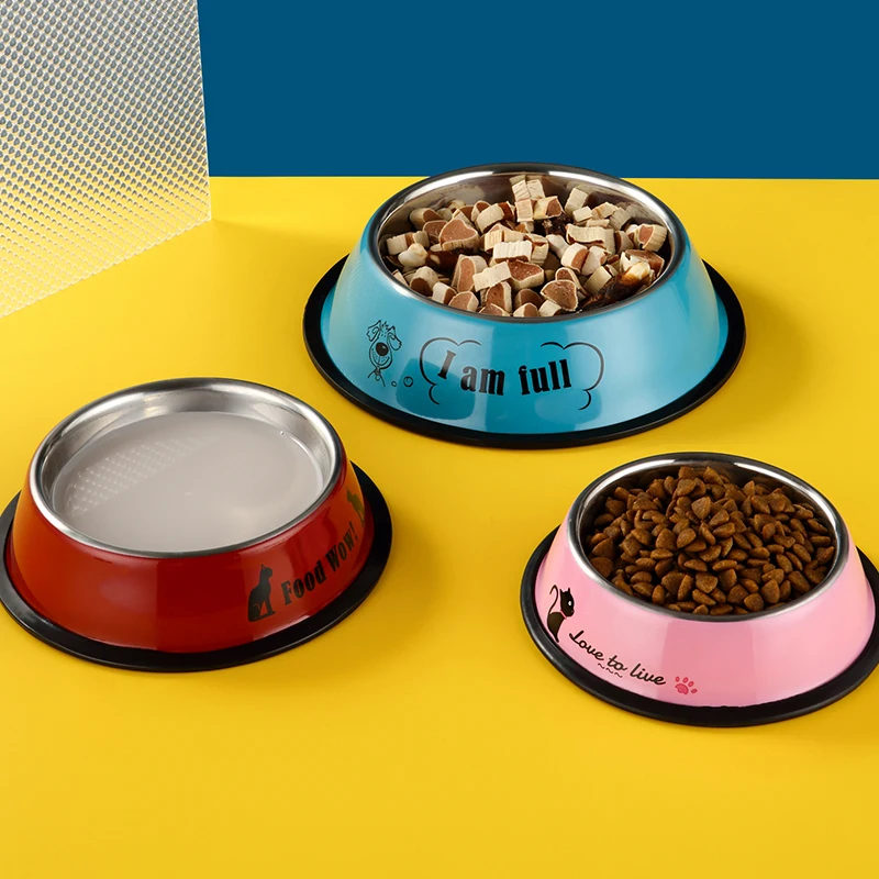 Factory New Design Anti-skid Drinking Feeding Stainless Steel Dog Bowl 