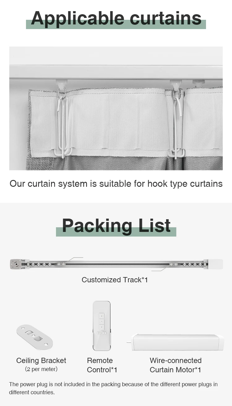 Adjustable Railing Motorized Autorail Wireless Remote Control Motorized Curtain Rail – Smart Voice ...