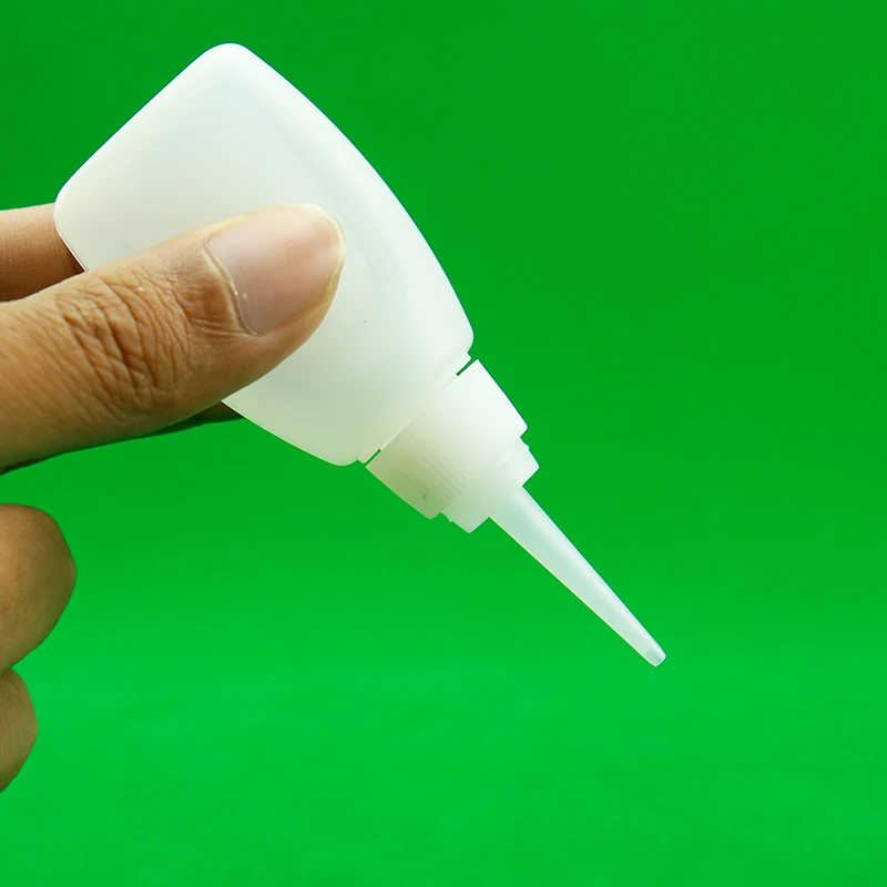 50g Super Glue Bottle White HDPE Plastic Dropper for Oily Liquid PET Body with Logo Printing for Chemical Packaging