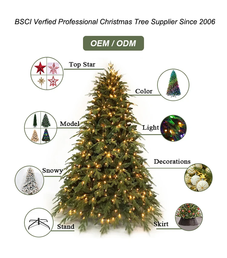 4ft/5ft/6ft/7ft/8ft/9ft Prelit Led Christmas Tree Pe+pvc Material Arbol De Navidad Artificial