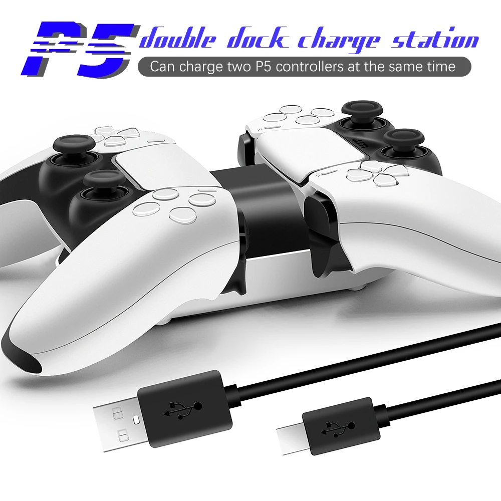 For PS5 Two Wireless DualSense Controller Charging Station Controller USB Charger Dock for PS5 Console Accessories