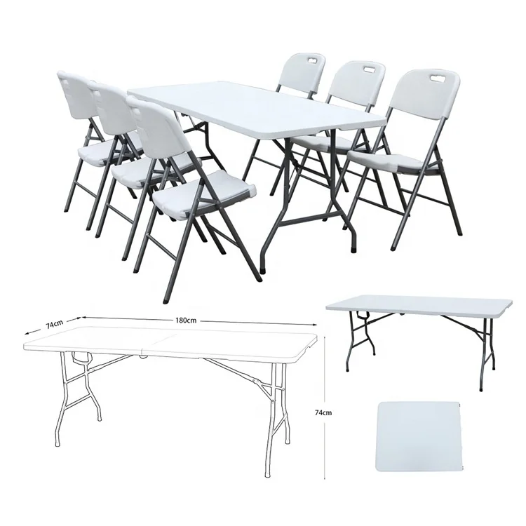 Wholesale White Garden 6ft Folding Table Outdoor Garden Plastic Folding
