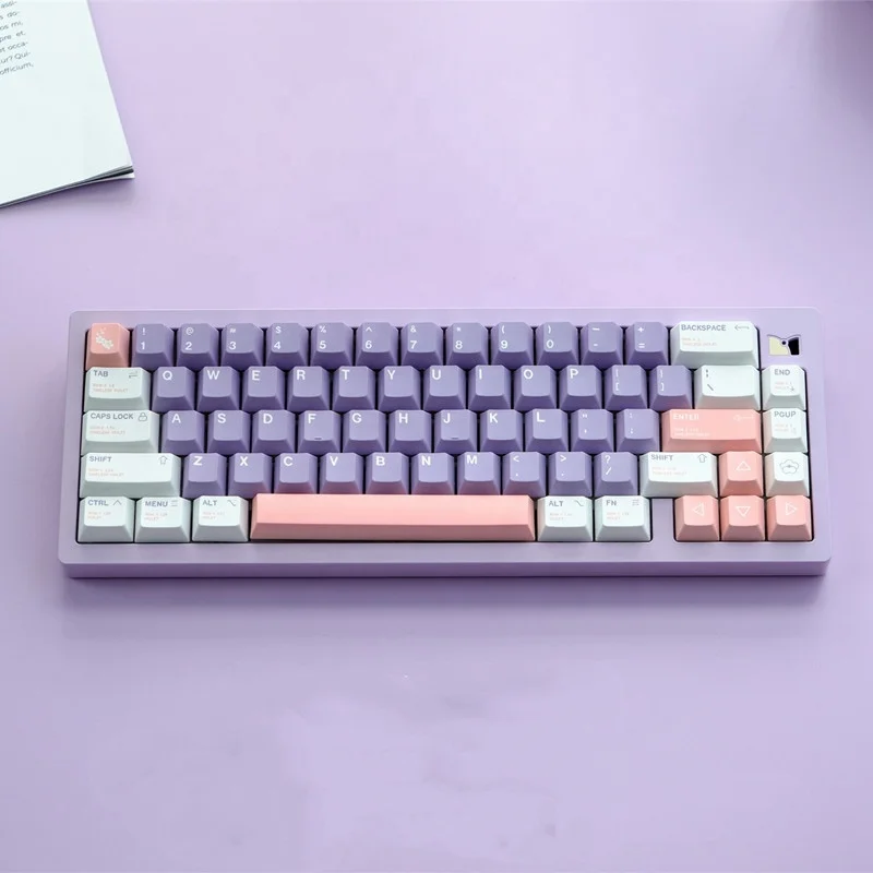 Cherry Profile Lilac Theme Keycap Sublimation PBT Keycaps 129 Keys for MX Switch Mechanical Keyboard 104/68/87/98