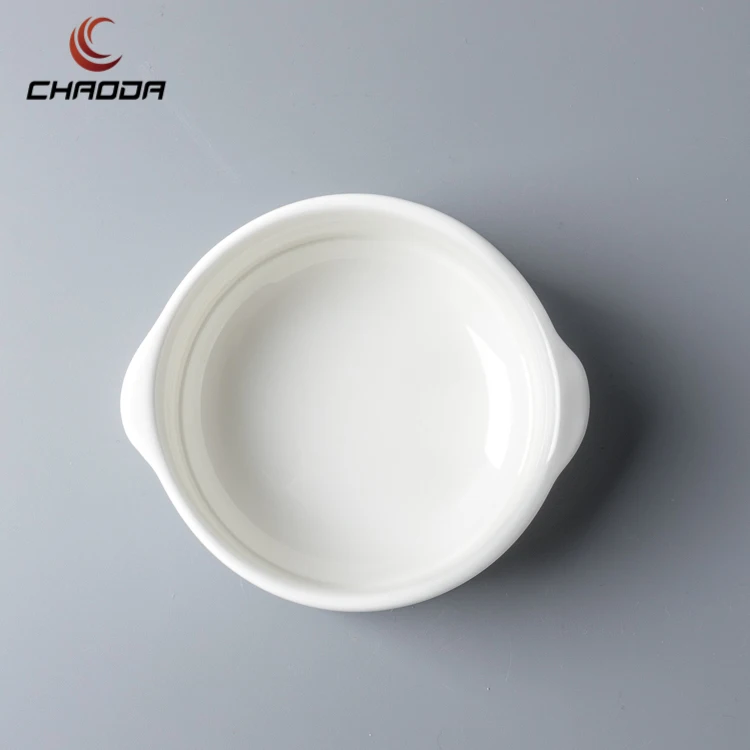 250ml Round Bowl Small Soup Porcelain Cup 8OZ Restaurant Ceramic Soup Cup Ceramic Bowl With Two Handle Soup Bowl