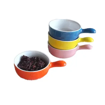 Color glaze single handle saucer ceramic saucer special snacks potato mashed tomato saucer restaurant dishes