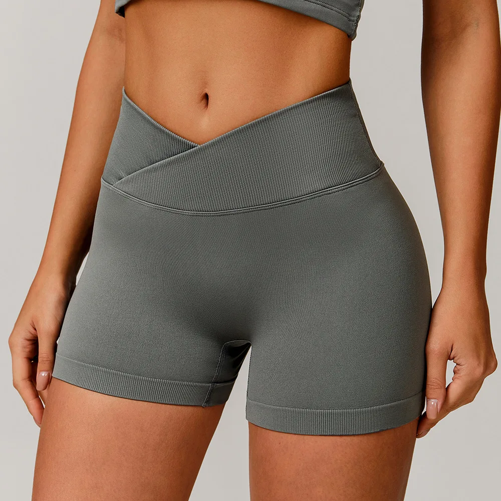 Janya Custom Logo Compression Gym Shorts Women V Waist Yoga Scrunch Butt Lift Activewear Solid Lady Fitness Workout Pants