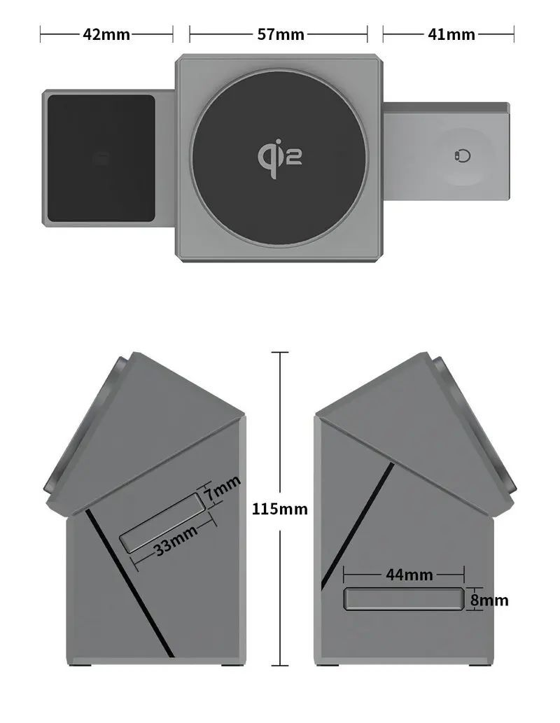 CE FCC ROHS 3 in 1 Magnetic Auto Rotation Wireless Charger Press Pop-up Design 15W Wireless Charger for Mobile Phone for Watch