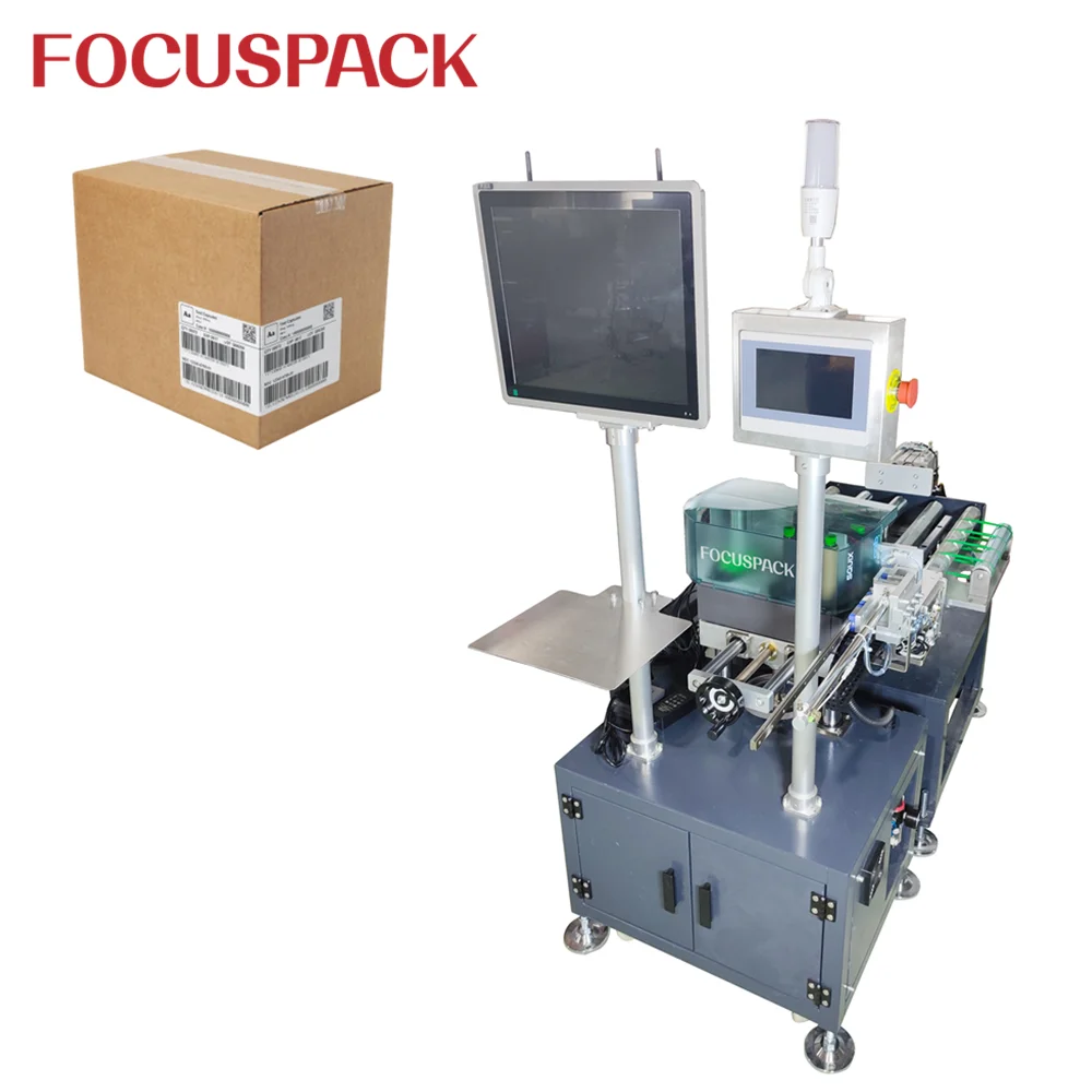 Focuspack Instant Printing and Labeling Machine With Computer Efficient Carton Box and Label Sticker Printer